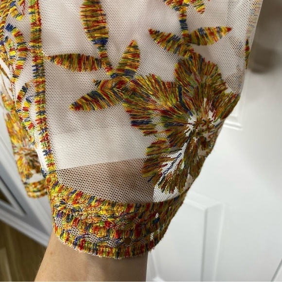 CREAM Nude Illusioned Embroidered Romper - Gold and Rainbow Embroidery - Picture 10 of 12